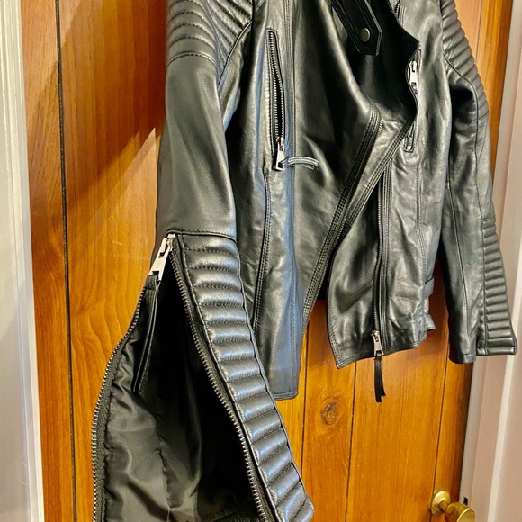 Maplesteed Women’s Genuine Black Sheepskin Leather Moto Biker Jacket Slim Fit - Picture 6 of 9